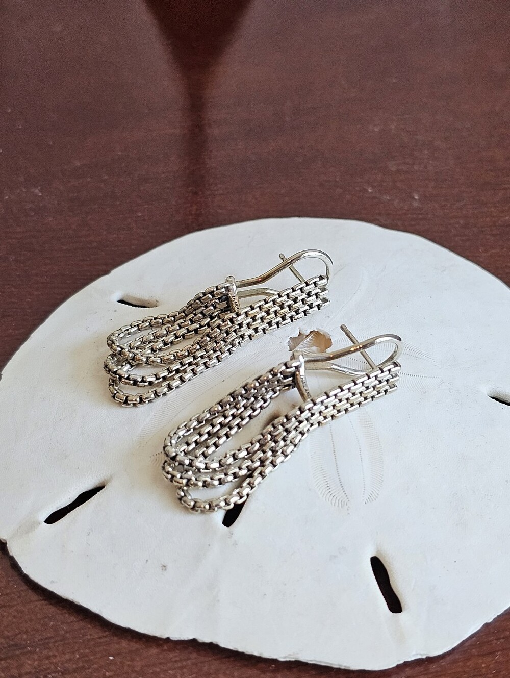 JAI by John Hardy 925 Silver Earrings Triple Box Chain Design - Picture 4 of 13